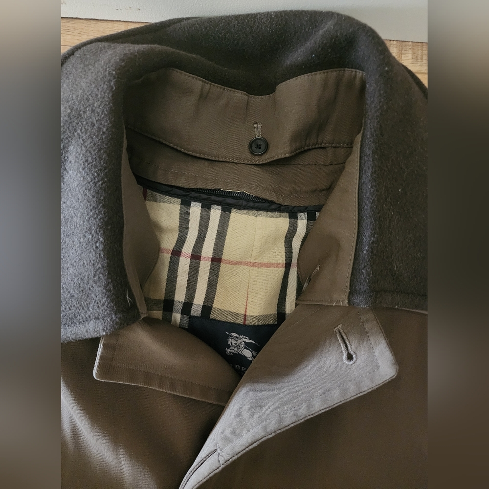 SUPER RARE Vintage Burberry Long Trench Coat + Detachable Wool Lining Men 44 T - Picture 2 of 16